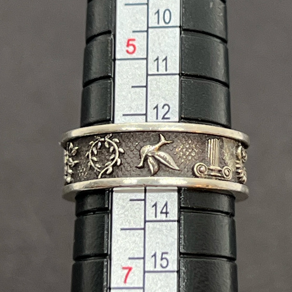 Sterling 925 Ring Flower Dove Symbols Sz 6